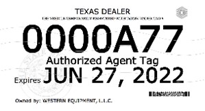 Texas dealer agent tag